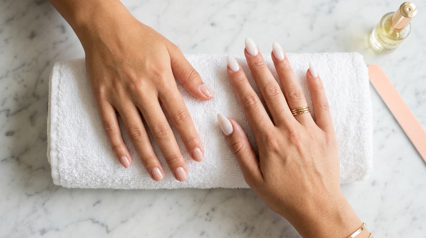 Gel manicure and nail extensions compared side by side at SkinBar Serangoon