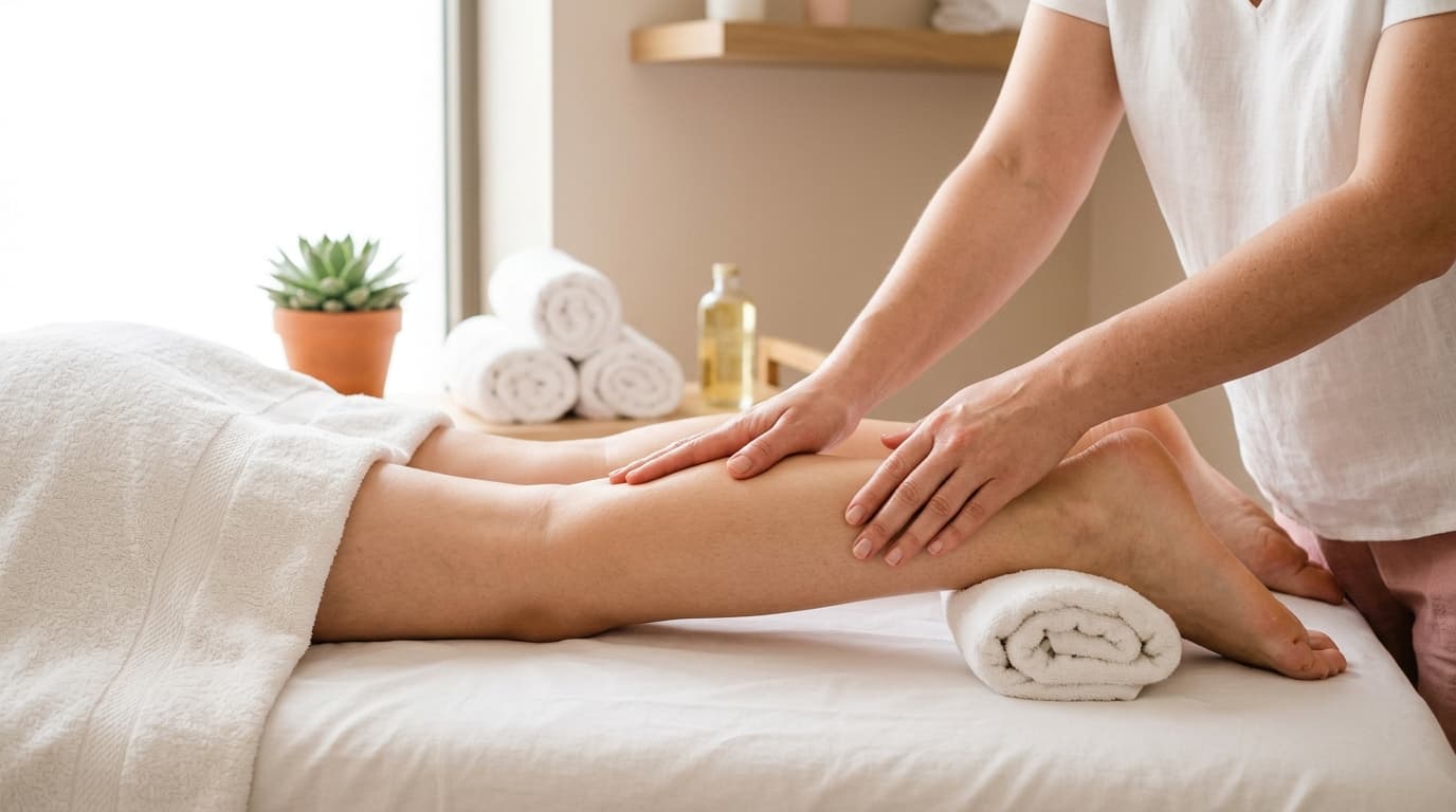 Therapist performing a lymphatic drainage massage at SkinBar Serangoon